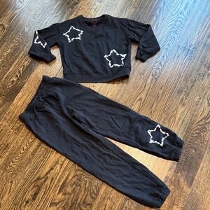 Splendid Black Cropped Sweatshirt and Sweatpants